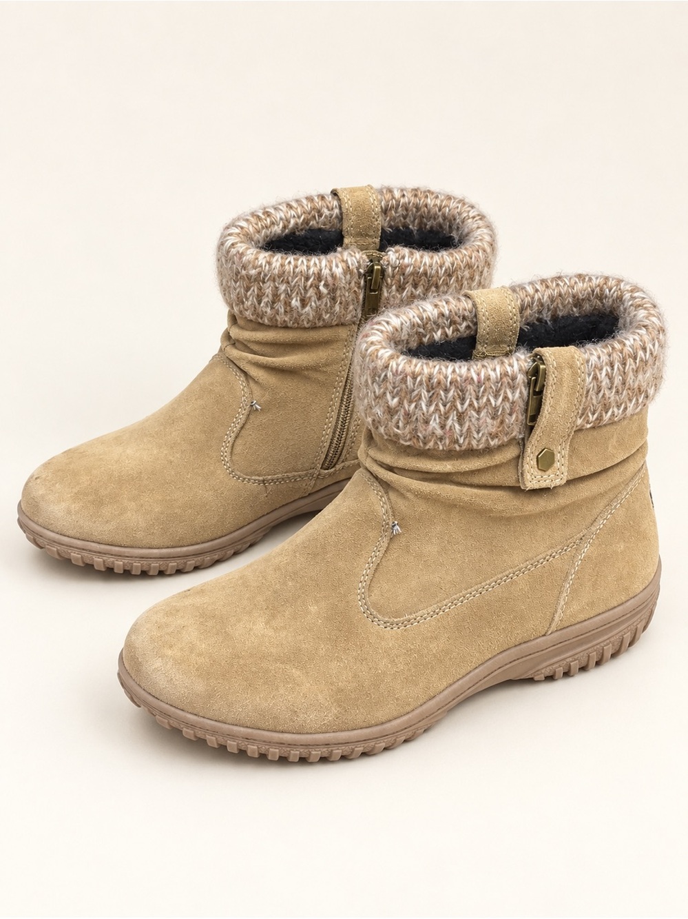 Khombu Laura Chestnut Suede Knit Cuff Winter Ankle Boots 8 NWOT